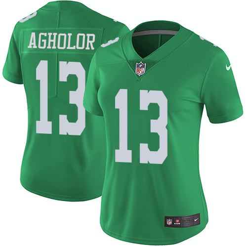 Philadelphia Eagles #13 Nelson Agholor Green Women's Stitched Limited Rush Jersey Womens