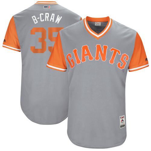 San Francisco Giants #35 Brandon Crawford Gray 
