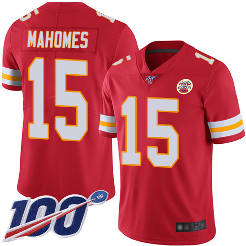 Chiefs #15 Patrick Mahomes Red Team Color Men's Stitched 100th Season Vapor Limited Jersey