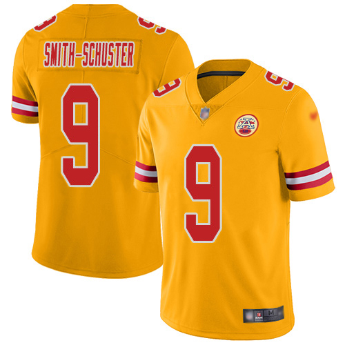 Chiefs #9 JuJu Smith-Schuster Gold Men's Stitched Limited Inverted Legend Jersey