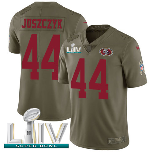 49ers #44 Kyle Juszczyk Olive Super Bowl LIV 2020 Men's Stitched Limited 2017 Salute To Service Jersey