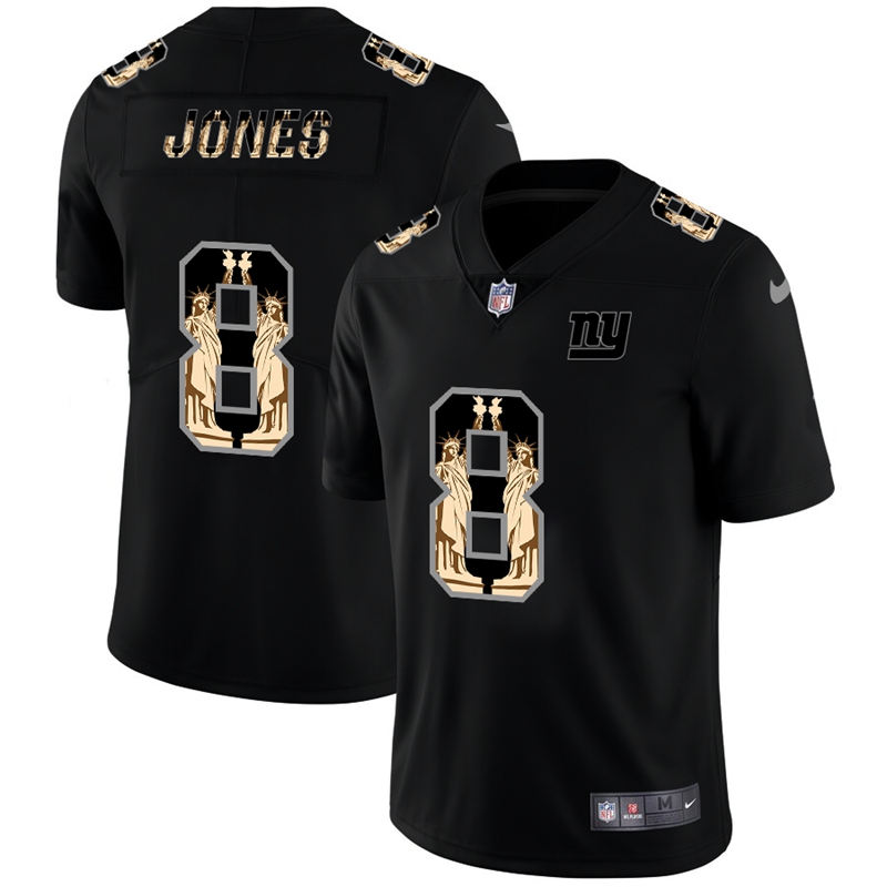 New York Giants #8 Daniel Jones Carbon Black Vapor Statue Of Liberty Limited Jersey