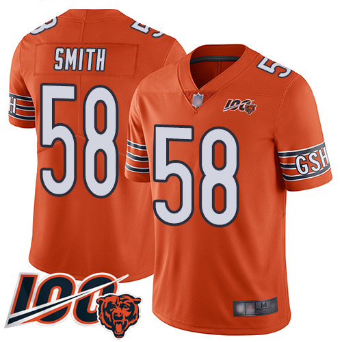 Chicago Bears #58 Roquan Smith Orange Men's Stitched Limited Rush 100th Season Jersey Men's