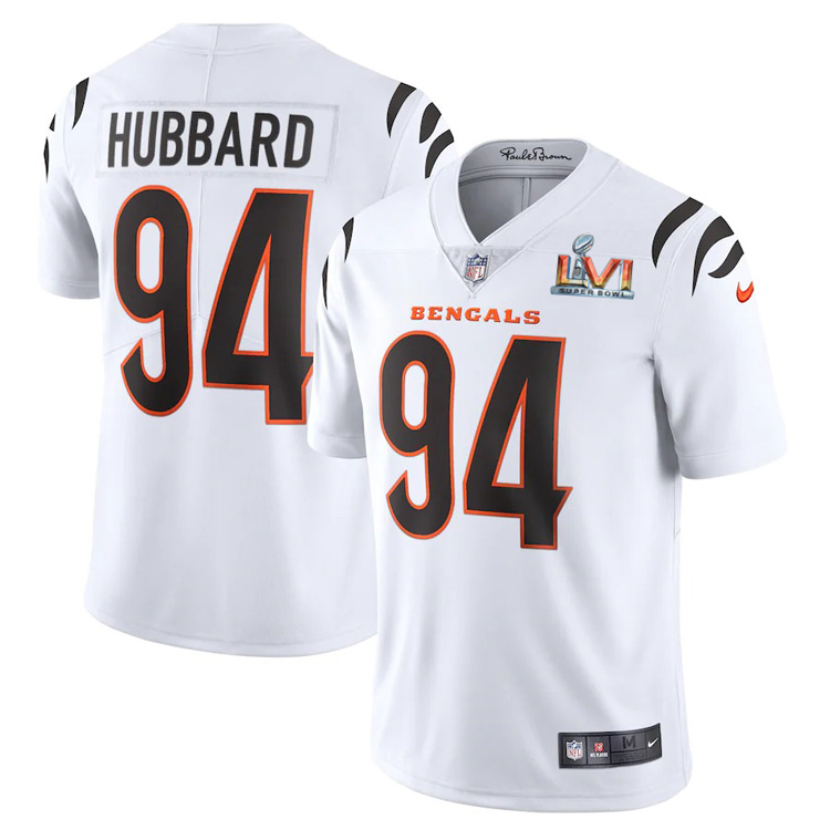 Cincinnati Bengals #94 Sam Hubbard White Super Bowl LVI Patch Men's Vapor Limited Jersey