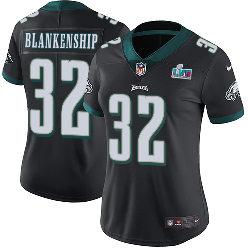 Eagles #32 Reed Blankenship Black Alternate Super Bowl LVII Patch Women's Stitched Vapor Untouchable Limited Jersey