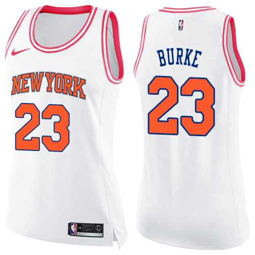 New York Knicks #23 Trey Burke White/Pink Womens Swingman Fashion Jersey Womens