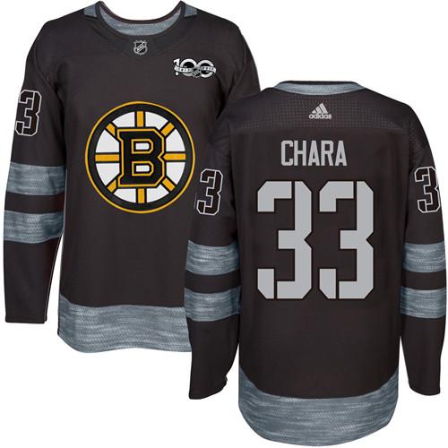 Adidas Boston Bruins #33 Zdeno Chara Black 1917-2017 100th Anniversary Stitched Jersey Men's