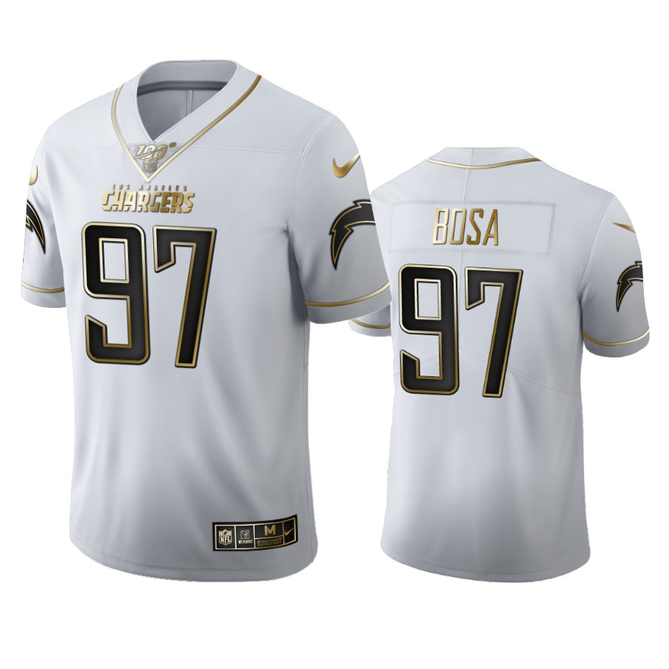 Los Angeles Chargers #97 Joey Bosa Men's White Golden Edition Vapor Limited 100 Jersey