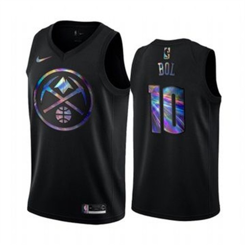 Denver Nuggets #10 Bol Bol Mens Iridescent Holographic Collection Jersey - Black Mens
