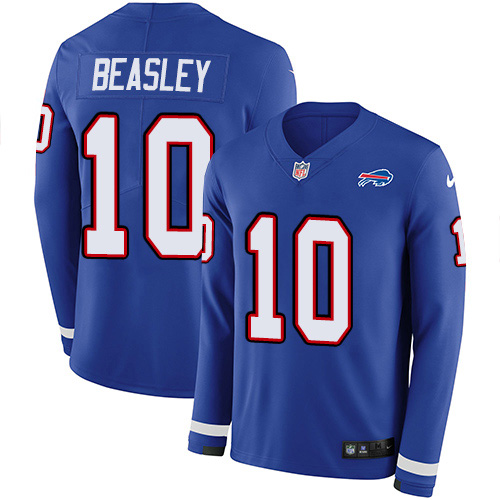 Buffalo Bills #10 Cole Beasley Royal Blue Team Color Men's Stitched Limited Therma Long Sleeve Jersey Men's