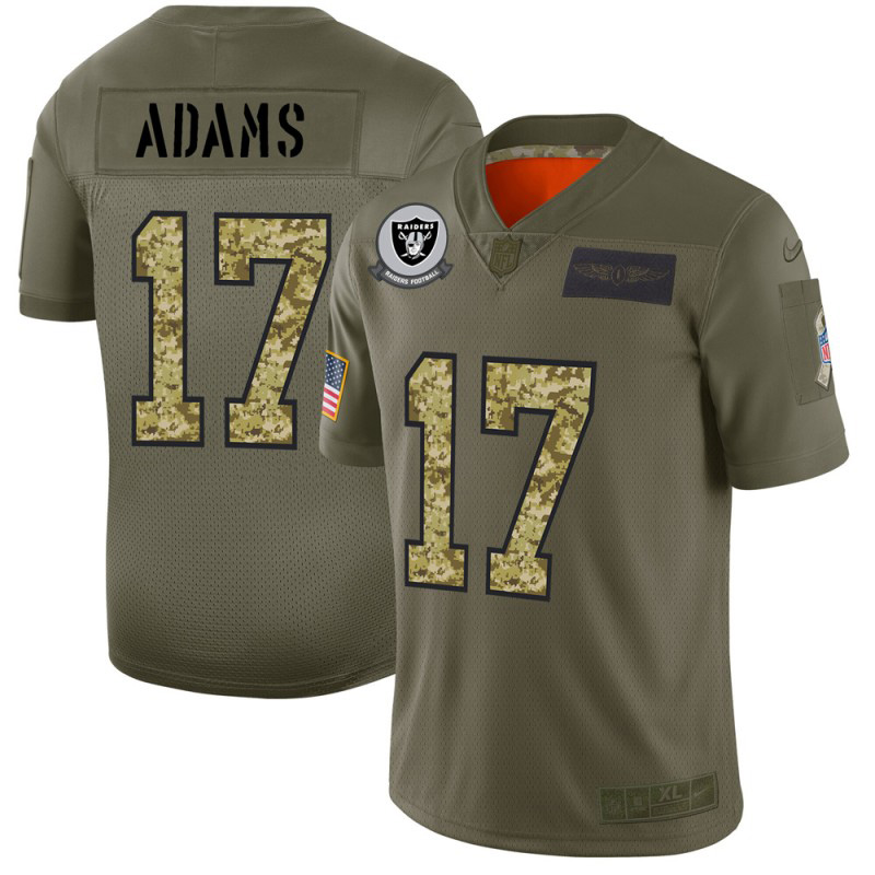 Raiders #17 Davante Adams Men's 2019 Olive Camo Salute To Service Limited Jersey