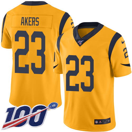 Los Angeles Rams #23 Cam Akers Gold Youth Stitched Limited Rush 100th Season Jersey Youth