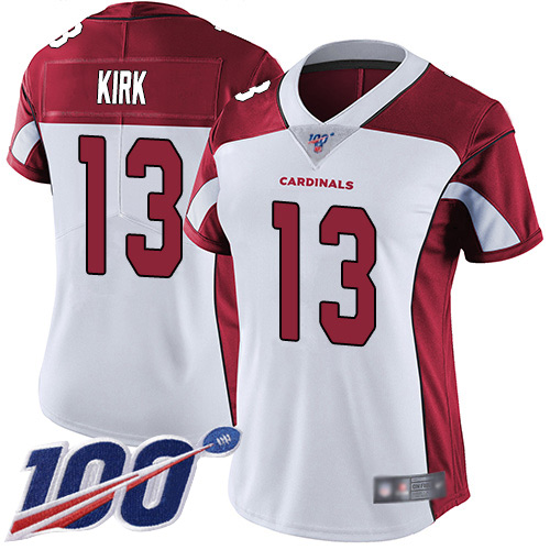 Cardinals #13 Christian Kirk White Women's Stitched 100th Season Vapor Limited Jersey