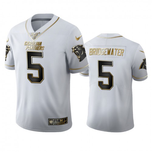 Carolina Carolina Panthers #5 Teddy Bridgewater Men's White Golden Edition Vapor Limited 100 Jersey Men's