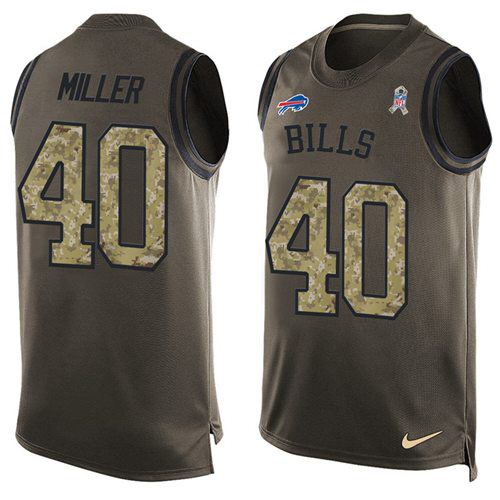 Bills #40 Von Miller Green Men's Stitched Limited Salute To Service Tank Top Jersey