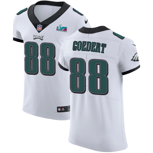 Eagles #88 Dallas Goedert White Super Bowl LVII Patch Men's Stitched New Elite Jersey