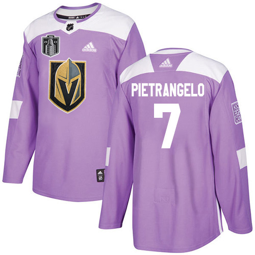 Adidas Golden Knights #7 Alex Pietrangelo Purple 2023 Stanley Cup Final Patch Authentic Fights Cancer Stitched Jersey