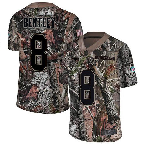 Patriots #8 Ja'Whaun Bentley Camo Youth Stitched Limited Rush Realtree Jersey