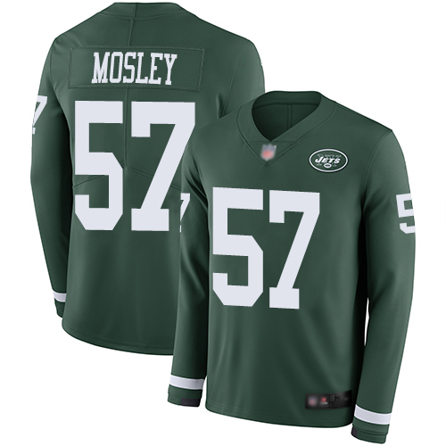 Jets #57 C.J. Mosley Green Team Color Men's Stitched Limited Therma Long Sleeve Jersey