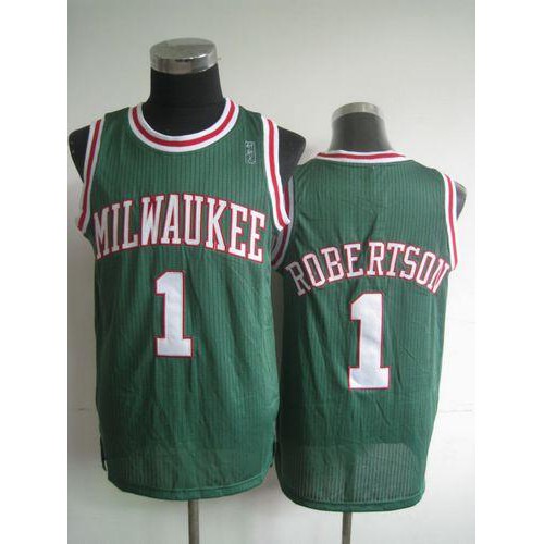 Milwaukee Bucks #1 Oscar Robertson Green Throwback Stitched Jersey Mens