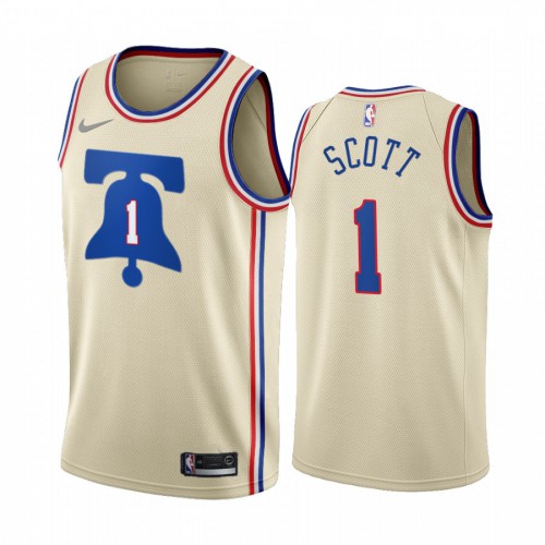 Philadelphia Philadelphia 76ers #1 Mike Scott Cream Swingman 2020-21 Earned Edition Jersey Mens