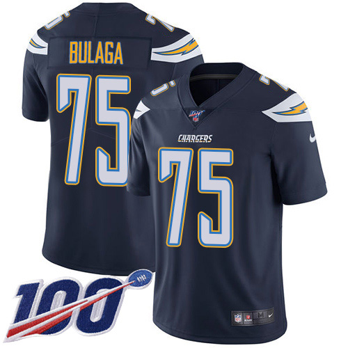 Los Angeles Chargers #75 Bryan Bulaga Navy Blue Team Color Youth Stitched 100th Season Vapor Untouchable Limited Jersey Youth