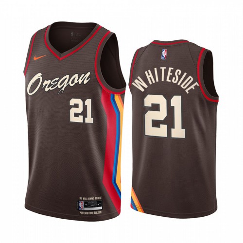 Portland Trail Blazers #21 Hassan Whiteside Chocolate Swingman 2020-21 City Edition Jersey Mens