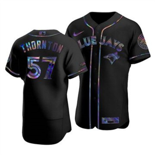 Toronto Toronto Blue Jays #57 Trent Thornton Men's Iridescent Holographic Collection Jersey - Black Men's