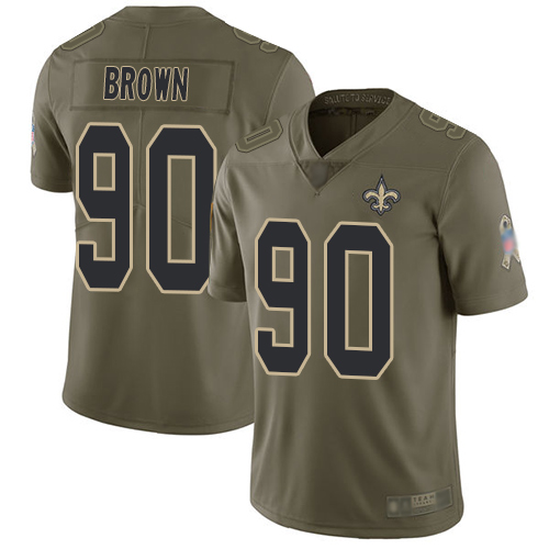 New Orleans Saints #90 Malcom Brown Olive Men's Stitched Limited 2017 Salute To Service Jersey Men's