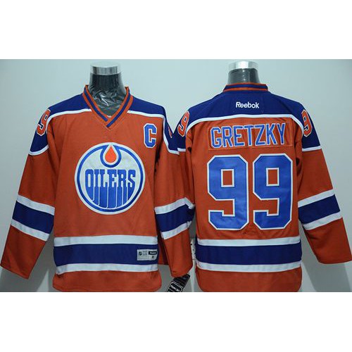 Edmonton Oilers #99 Wayne Gretzky Orange CCM Throwback Stitched Jersey Men's