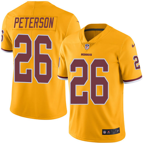 Washington Commanders #26 Adrian Peterson Gold Men's Stitched Limited Rush Jersey Men's