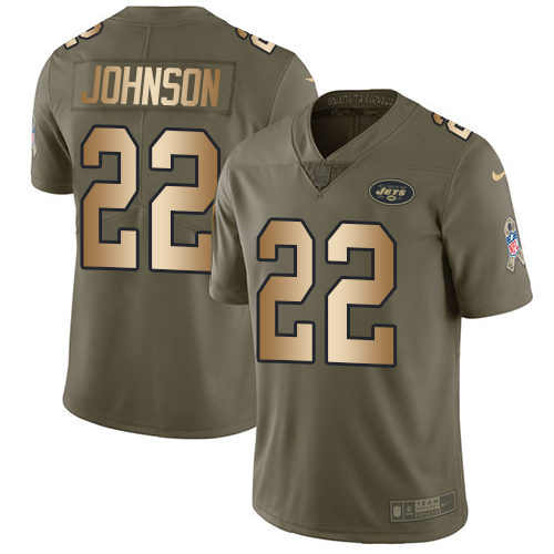 New York Jets #22 Trumaine Johnson Olive/Gold Men's Stitched Limited 2017 Salute To Service Jersey Men's