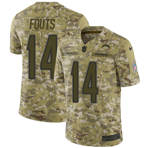 Los Angeles Chargers #14 Dan Fouts Camo Youth Stitched Limited 2018 Salute to Service Jersey Youth