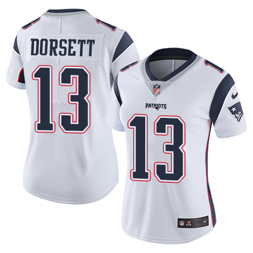 New England Patriots #13 Phillip Dorsett White Women's Stitched Vapor Untouchable Limited Jersey Womens