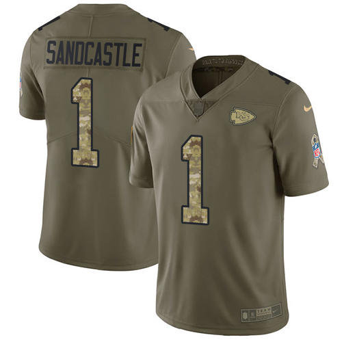 Kansas City Chiefs #1 Leon Sandcastle Olive/Camo Men's Stitched Limited 2017 Salute To Service Jersey Men's