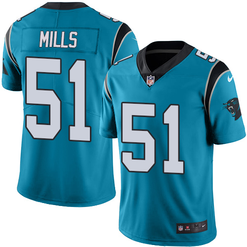 Carolina Panthers #51 Sam Mills Blue Youth Stitched Limited Rush Jersey Youth