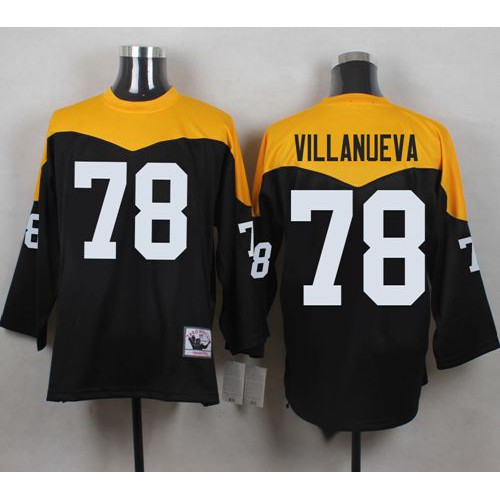 Mitchell And Ness 1967 Pittsburgh Steelers #78 Alejandro Villanueva Black/Yelllow Throwback Men's Stitched Jersey Men's
