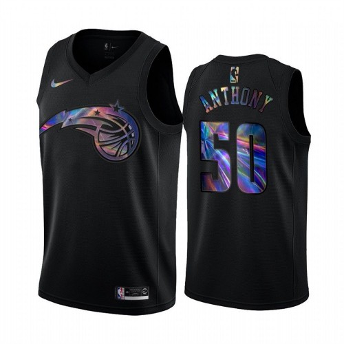 Orlando Magic #50 Cole Anthony Mens Iridescent Holographic Collection Jersey - Black Mens