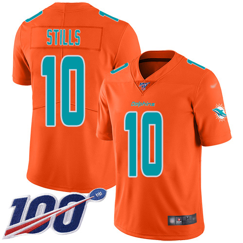 Miami Dolphins #10 Kenny Stills Orange Men's Stitched Limited Inverted Legend 100th Season Jersey Men's