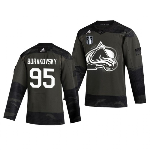 Adidas Colorado Avalanche #95 Andre Burakovsky Adidas 2022 Stanley Cup Final Patch Veterans Day Men's Authentic Practice Jersey Camo Men's