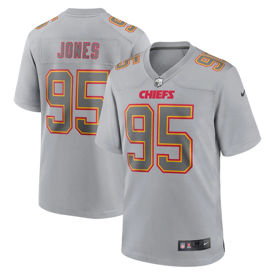 Kansas City Chiefs #95 Chris Jones Men's Gray Atmosphere Fashion Game Jersey