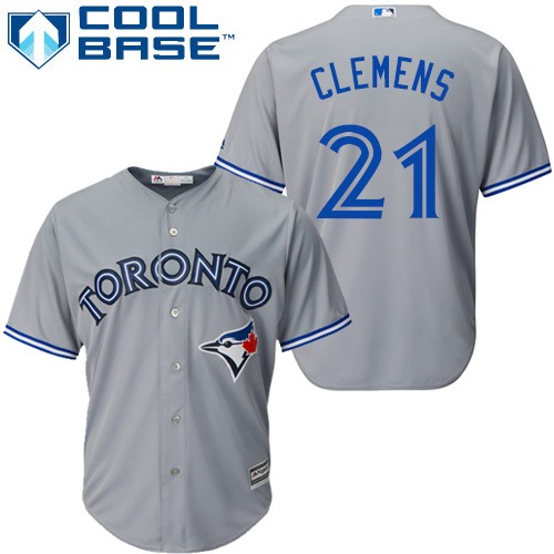 Toronto Blue Jays #21 Roger Clemens Grey Cool Base Stitched Youth Jersey Youth