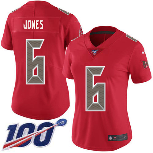 Buccaneers #6 Julio Jones Red Women's Stitched Limited Rush 100th Season Jersey