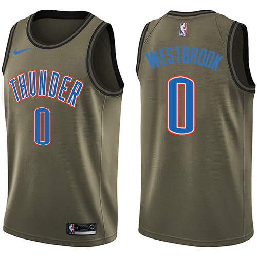 Oklahoma City Thunder #0 Russell Westbrook Green Salute to Service Youth Swingman Jersey Youth