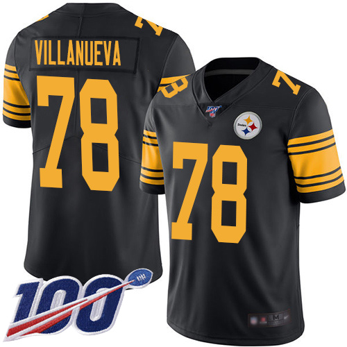 Pittsburgh Steelers #78 Alejandro Villanueva Black Men's Stitched Limited Rush 100th Season Jersey Men's