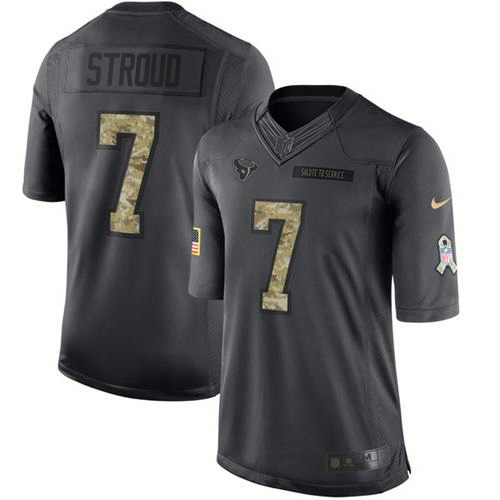 Texans #7 C.J. Stroud Black Men's Stitched Limited 2016 Salute To Service Jersey