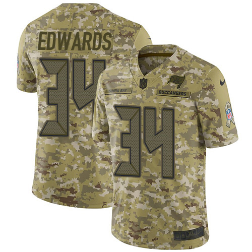 Tampa Bay Buccaneers #34 Mike Edwards Camo Men's Stitched Limited 2018 Salute To Service Jersey Men's