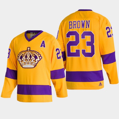 Adidas Los Angeles Kings #23 Dustin Brown Team Classics Gold Men's 2022 Throwback Jersey Men's