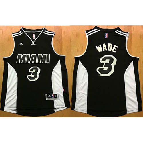 Miami Heat #3 Dwyane Wade Black/White Stitched Jersey Mens