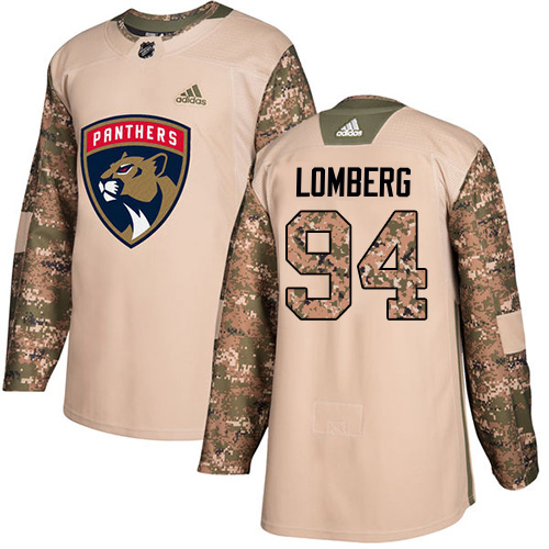 Adidas Panthers #94 Ryan Lomberg Camo Authentic 2017 Veterans Day Stitched Jersey